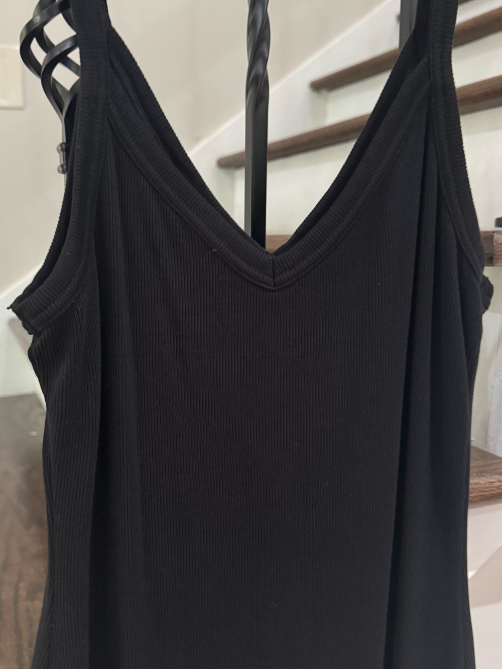 Marine Layer Lexi V-Neck Rib Midi Dress Black Double Lined - Picture 6 of 10